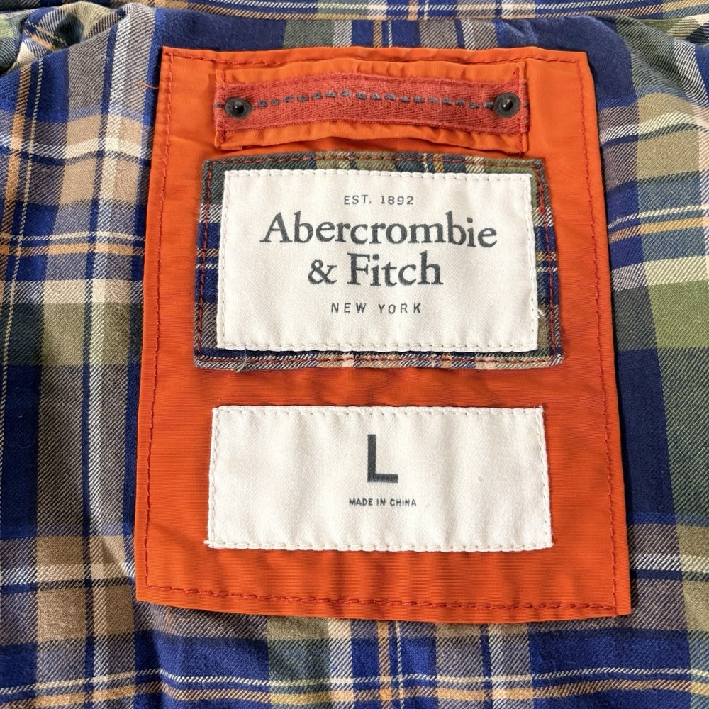 Abercrombie Fitch Mens Puffer Vest Large Orange Utility Snap Zip Outdoor - Picture 7 of 12